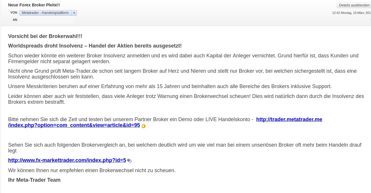 Führender Derivatespezialist warnt vor unseriösen CFD Brokern